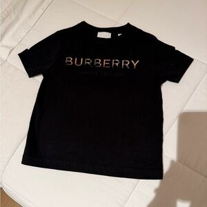 Burberry Kids Black Tee with Iridescent Logo